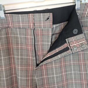 Plaid Black White Red Glen Check Dark Academia Trousers Ankle Pants size 18